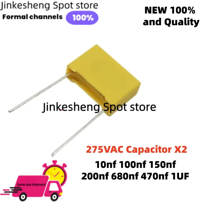10Pcs 275VAC Capacitor X2 Series Foot distance P15/10/22.5/27.5 0.01UF ~ 2.2UF 10nf 100nf 150nf 470nf 1UF New 200nf 680nf
