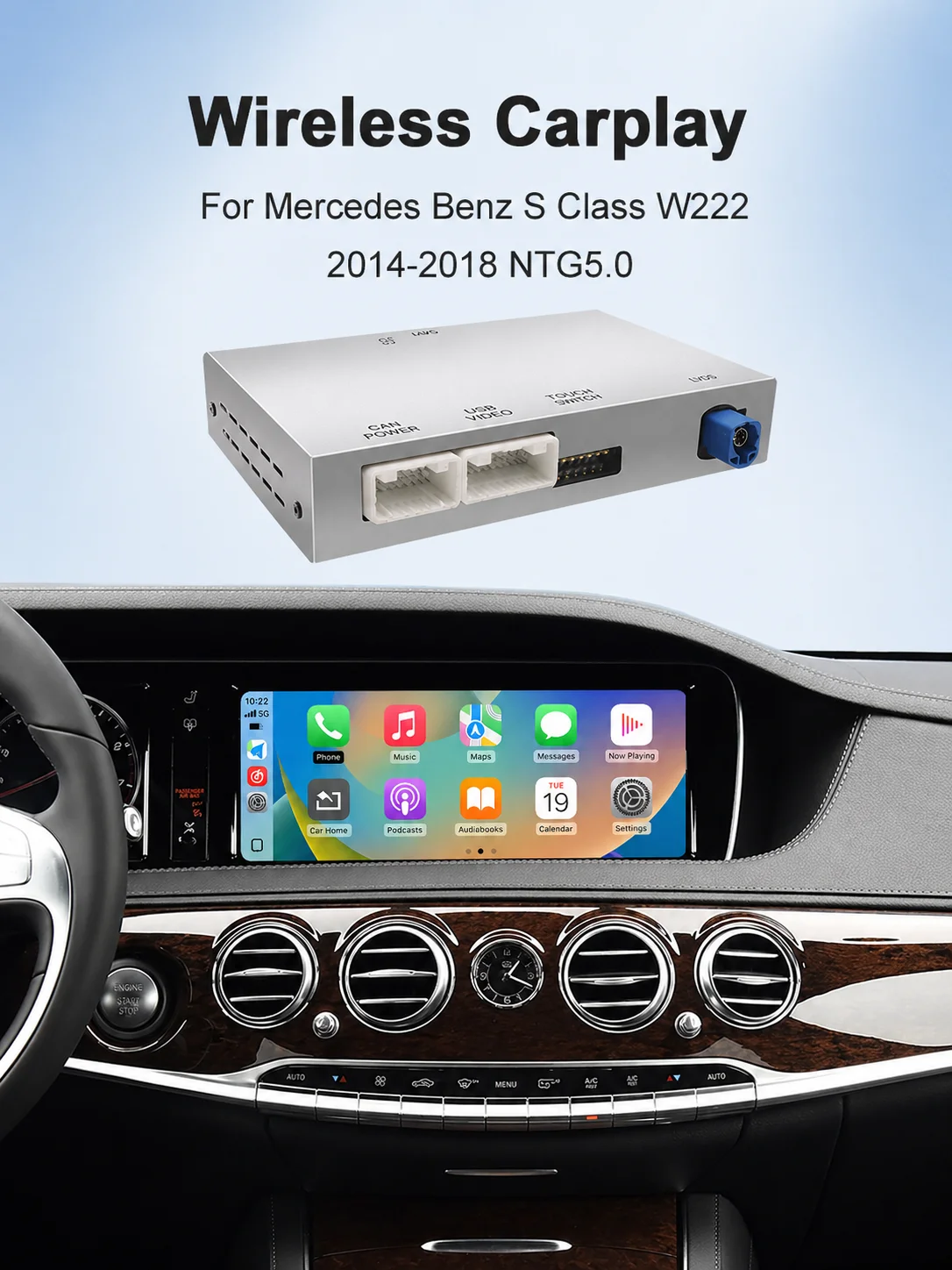 Wireless CarPlay Interface Retrofit Kit Decoder für Mercedes-Benz S-Klasse W222 für NTG 5.0 System mit Android Auto Mirror Link