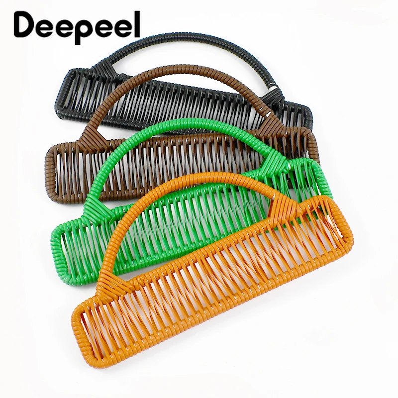 2Pcs Deepeel 12*27cm New Woven Bag Rattan Handle Purse Frame Handbag Handles Sewing Brackets DIY Handmade Craft Bags Accessories