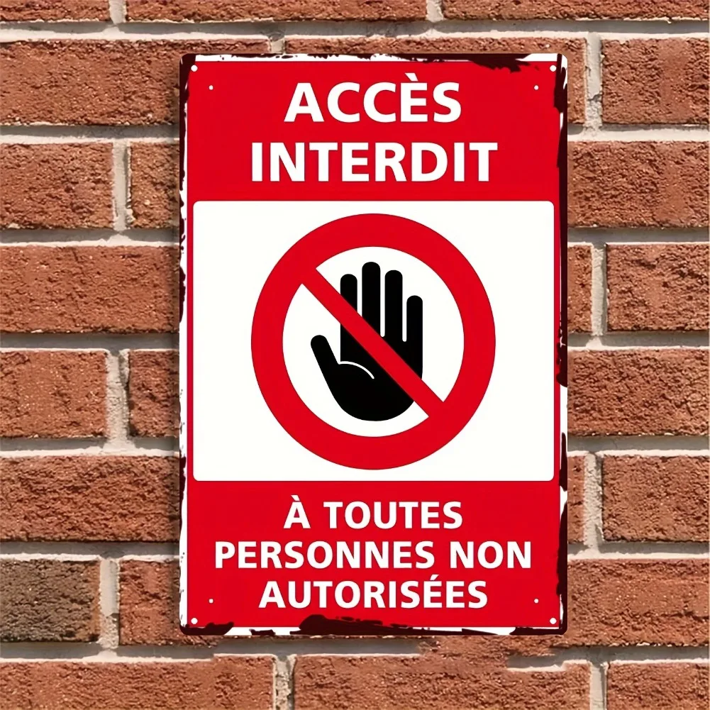 2D Flat, Vintage Metal No Entry Sign - French Text 