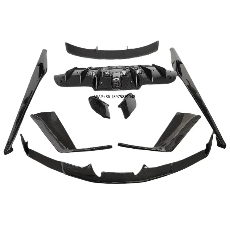 

Carbon Fiber N-style Front Lip Side Skirt Rear Diffuser Air Vents Spoiler Body Kit for 488 GTB Upgrade Car Bumpers