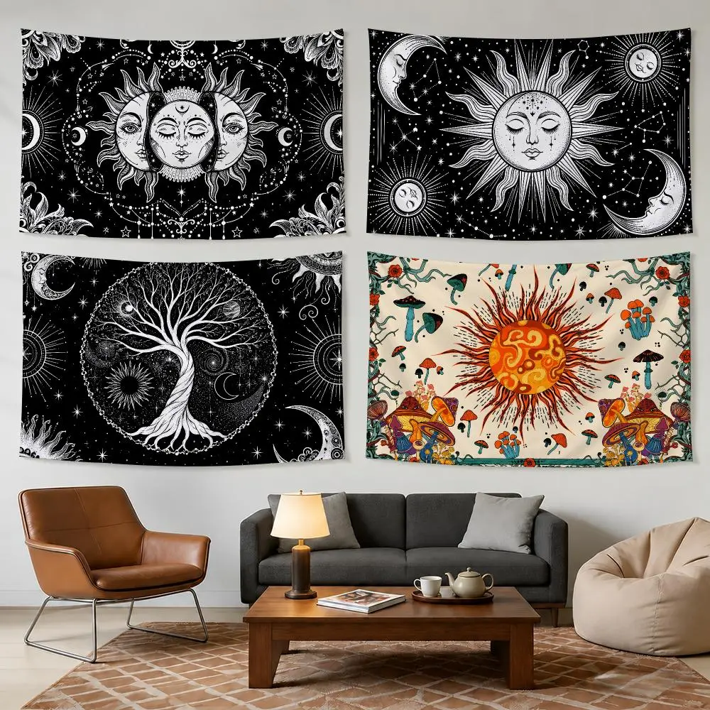 Sun Moon Horoscope Divination Print Tapestry Outdoor Parties Bedrooms Living Rooms Dorm Rooms Wall Decor Banners Gifts