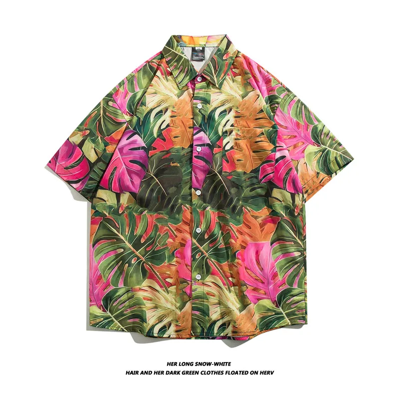 

Beach Clothes for Men Flower Print Hawaiian Shirt and Shorts Set Men Fashion Clothing Printing Casual Outfits Summer A66