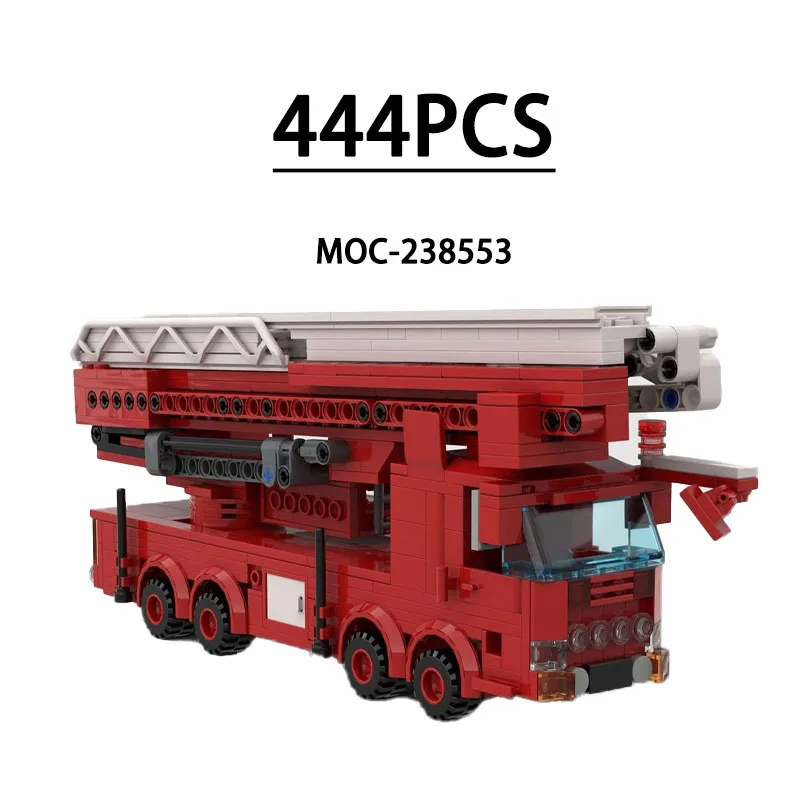 

MOC-238553 Строительный блок, городская пожарная лестница, модель грузовика, 444 шт., детский подарок на день рождения, Рождество и Новый год