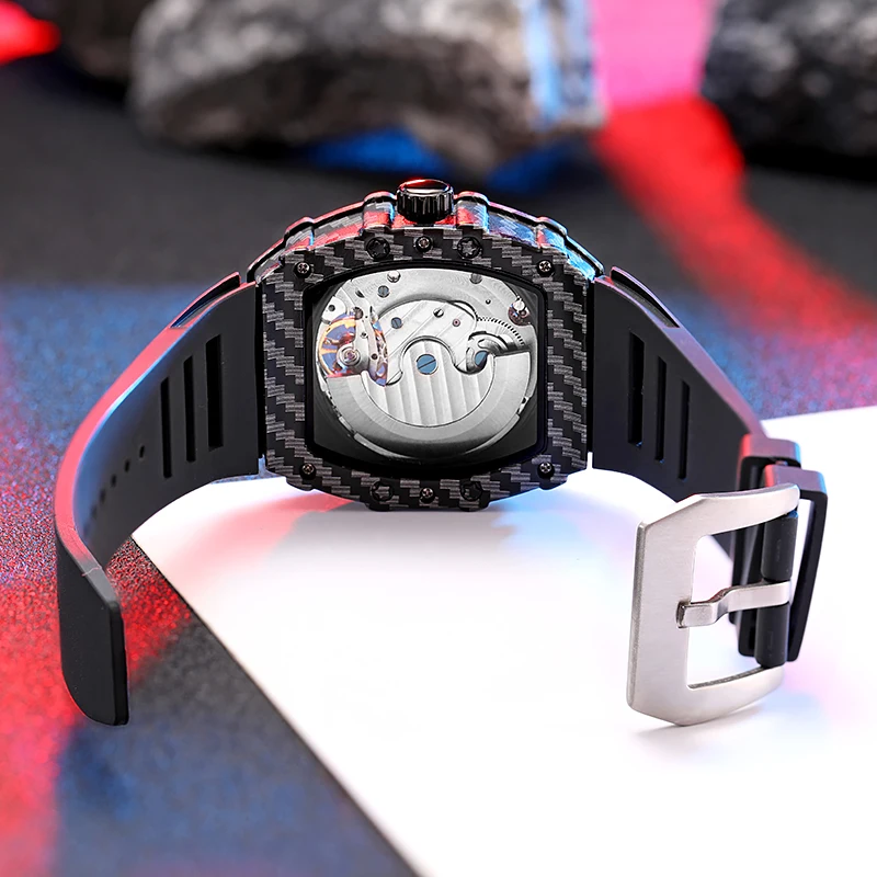 DULUNWE Design New Tonneau-Shaped Case Design Fashion Tourbillon Men's Watches Waterproof Large Dial Automatic Mechanical Watch