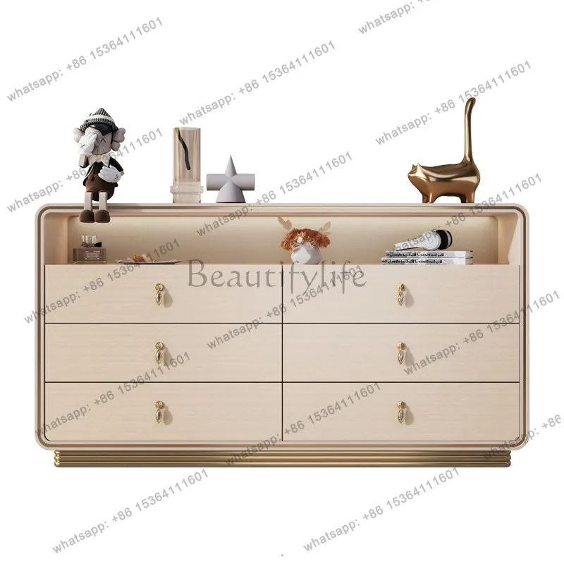 

Итальянский шкаф-комод в стиле лайт-люкс с шестью ящиками, современный, простой, для спальни, из массива дерева.