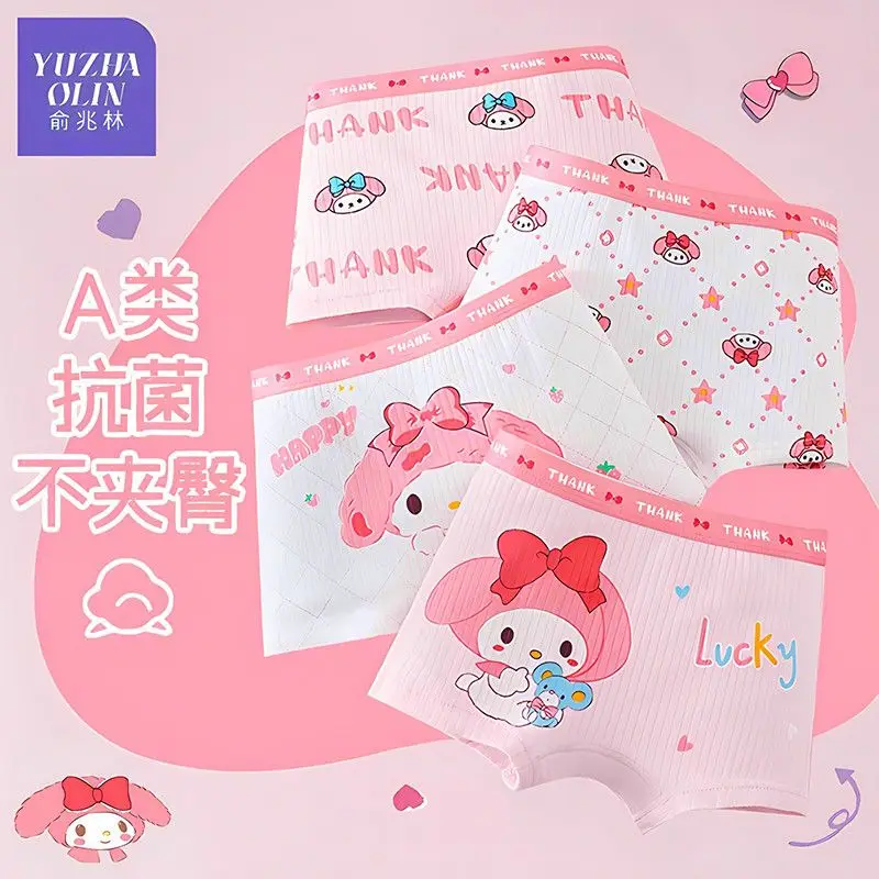 

4pcs Sweet My Melody Anime Kawaii Sanrio Children Underwear Cotton Pants Cute Baby Breathable Student Shorts Pants Gifts Toys