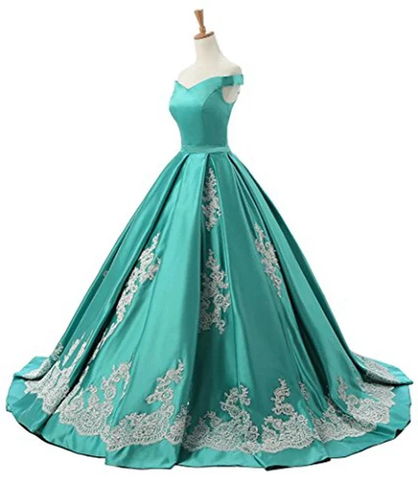 Popular Green Vestidos De 15 Anos Elegant Off The Shoulder Vestidos De Quinceanera Dress Pretty Applique Party Gown Customized