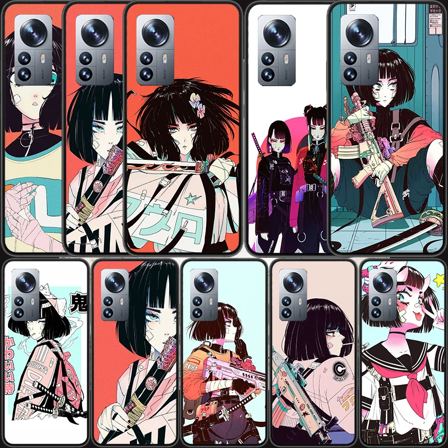 Vaporwave Glitch Anime Phone Case For Xiaomi Mi 13 12 11T 10T 12T Pro 12X 11i 11 Ultra 10 Lite 5G 9 8 6X 5X A1 A2 Cover Capa Coq