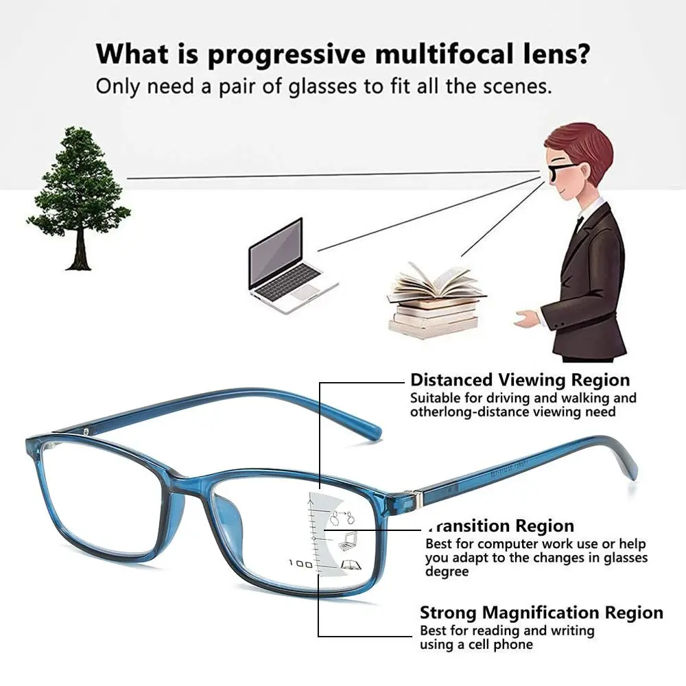 Blue Ray Blocking Anti-Blue Light Reading Glasses Multifocal Eye Protection Hyperopia Glasses Progressive Near Far Ultralight view 5