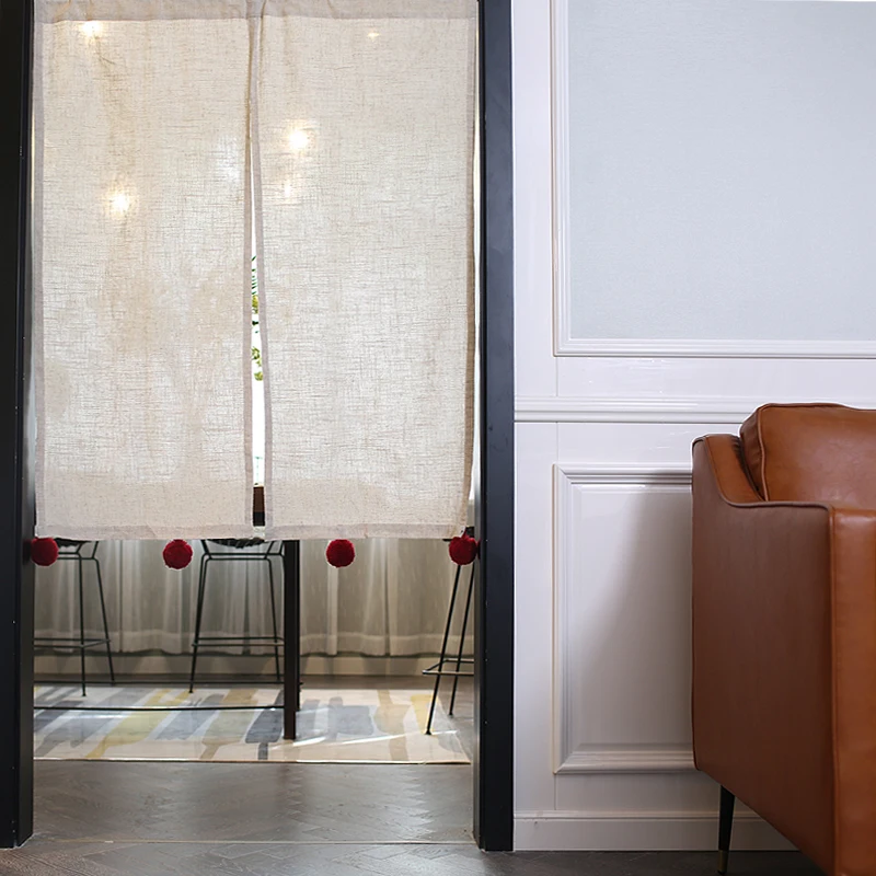 Pure Color Japanese Sle Northern Sle Cotton Linen Door Curtain Rod Cabinet f Curtain Head ort Curtain No Drilling Ne...