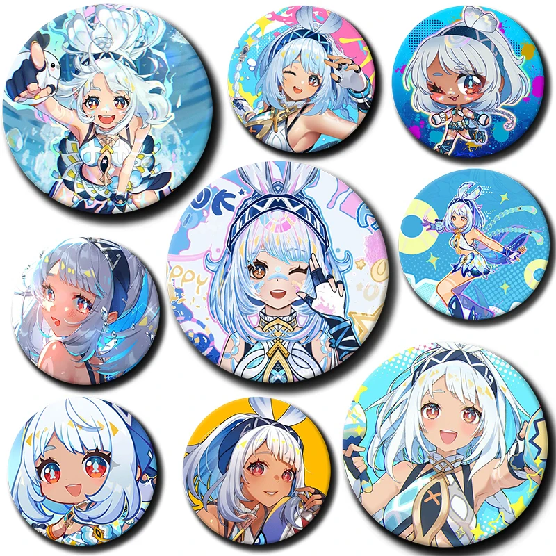 58mm Cartoon Character Mualani Soft Button Pin Tinplate Badge Anime Brooch Creative Badge for Backpack Clothes Decoration Gift