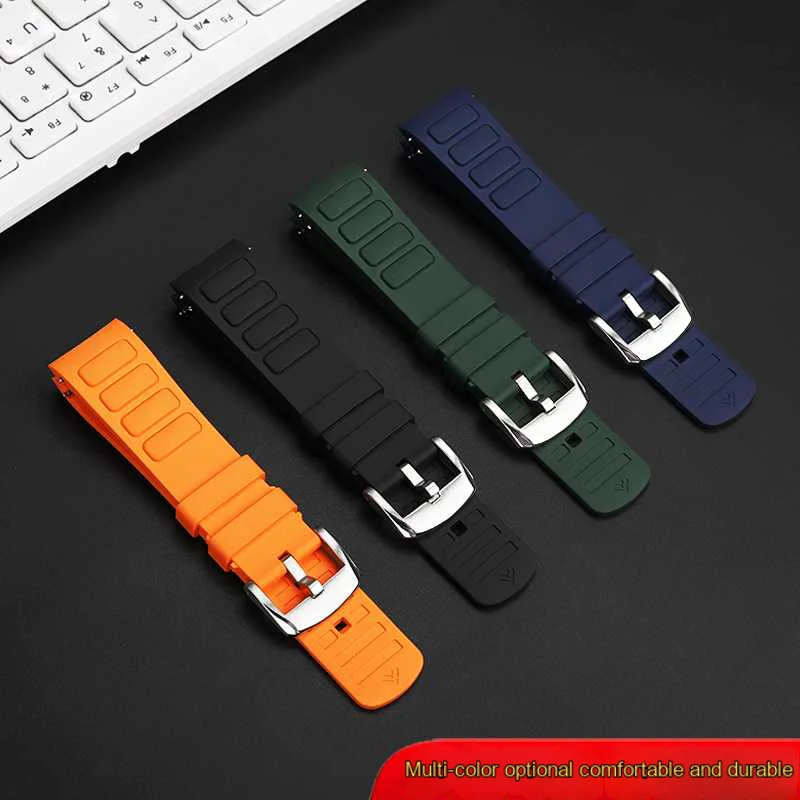 Curved Waterproof Original Curved Rubber watch Strap For Mido New Multifort TV Series M049.526 Rubber Watch Band 22mm green