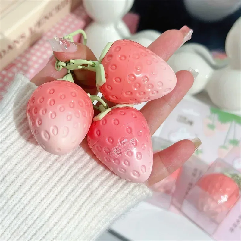 Color-changing Moisturize Lip Balm Lipstick Makeup Strawberry Keychain Exfoliating Lip Mask Fruity Lip Base Cream Korea Cosmetic