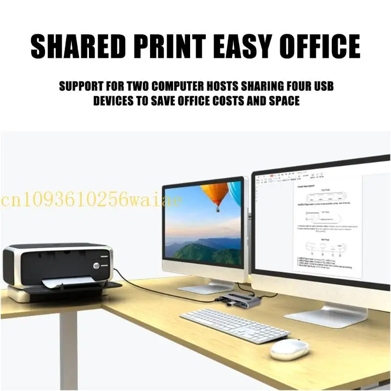652F 2x4 تبديل مشاركة USB يسهل التبديل السريع بين أجهزة الكمبيوتر للوحة مفاتيح الماوس المشتركة والمزيد