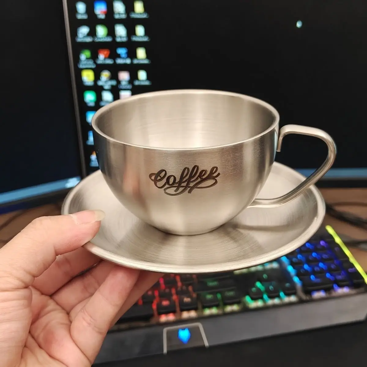 German 304 Retro Stainless Steel Coffee Cup, European Style Home Afternoon Tea New American Latte Cup