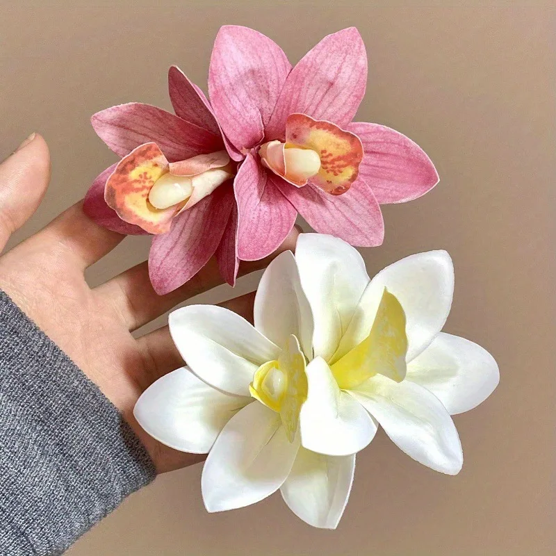 New Bohemian Orchid Flowers Hair Clips Small Hairpin Bridal Barrette Beach Wedding Flower Women Holiday Hair Accessories view 4