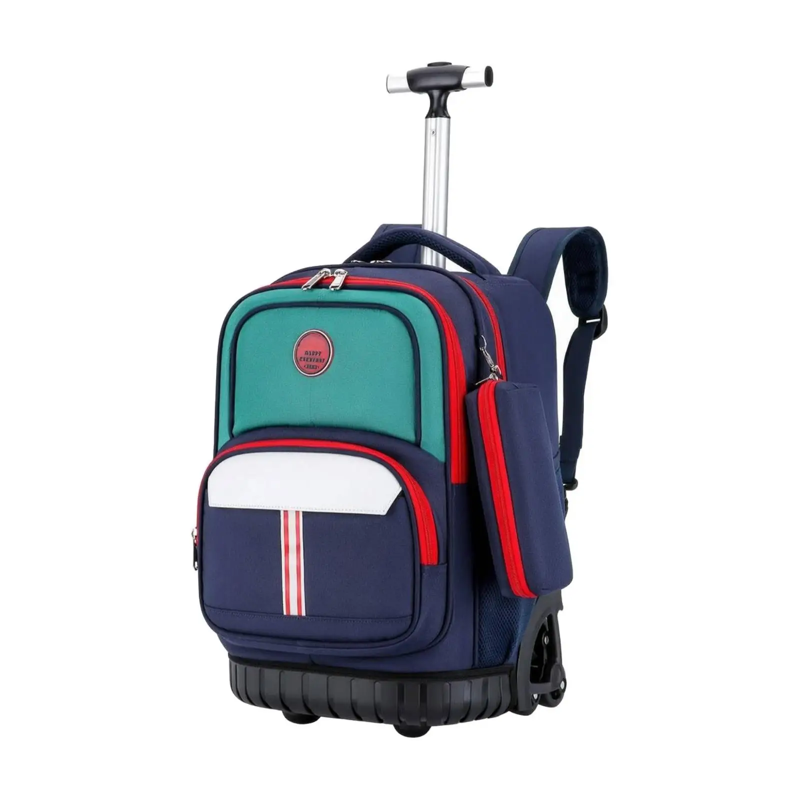 School Backpack with Wheels for Children Trolley Bag Rolling Kids Backpack with Mesh Side Pockets Rain Cover