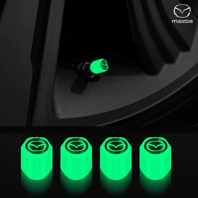 4pcs/set Car Logo Luminous Car Wheel Tire Valve Caps Stem Case Covers For Mazda 3 6 CX30 CX-3 Atenza Axela Demio Car Accessories