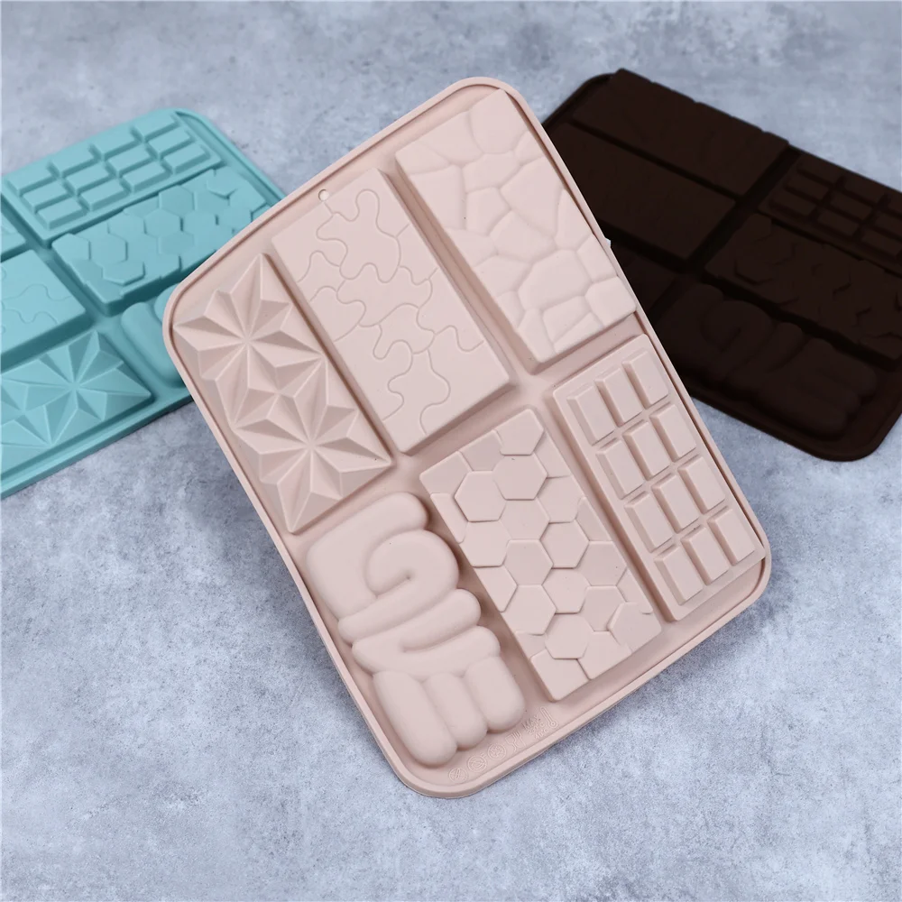 Chocolate Molds Rectangle Chocolate Bar Mold DIY Candy Dessert Waffle Love Heart Chocolate Mold Silicone Bakeware Wax Melt Mould