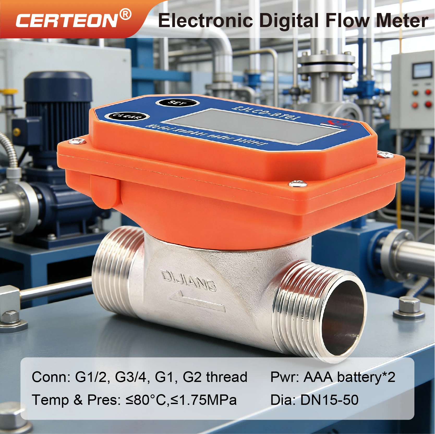 

Battery-Powered Digital Flow Meter Portable Liquid Flow Meter Battery Operated Water Flow Meter for Industrial Use
