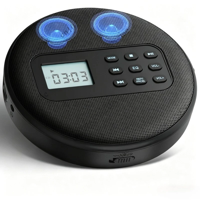 1Set Portable CD Player With Speakers Rechargeable Walkman CD Player With Headphones Discman With USB CD/MP3/WAM Playable