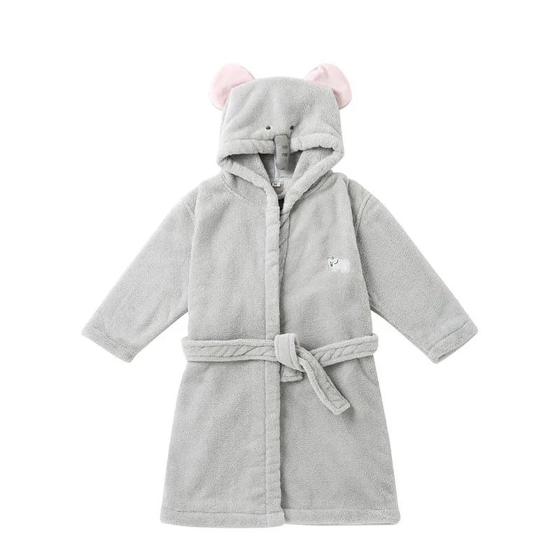 Children's Hooded Bath Robes Cartoon Animals Shark, rabbit, elephant Pajamas Coral fleece Soft Fashion Sleepwear Homewear