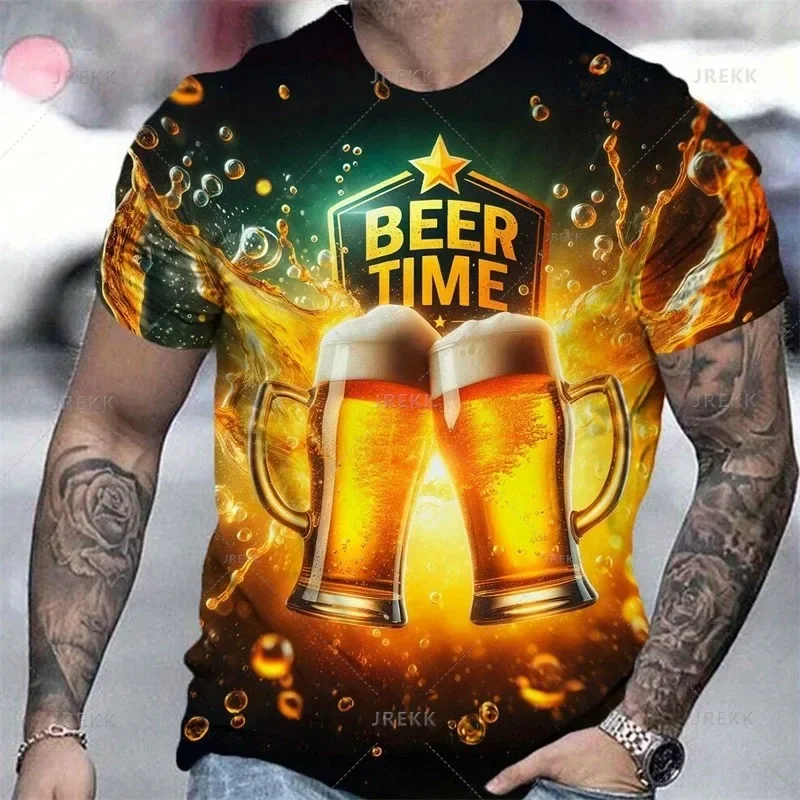 Modisches Neues 3D-Bier-Bedrucktes T-Shirt Kostüm Bierfest Grafik-T-Shirt Sommer Streetwear Herrenkleidung Street T-Shirt Tops