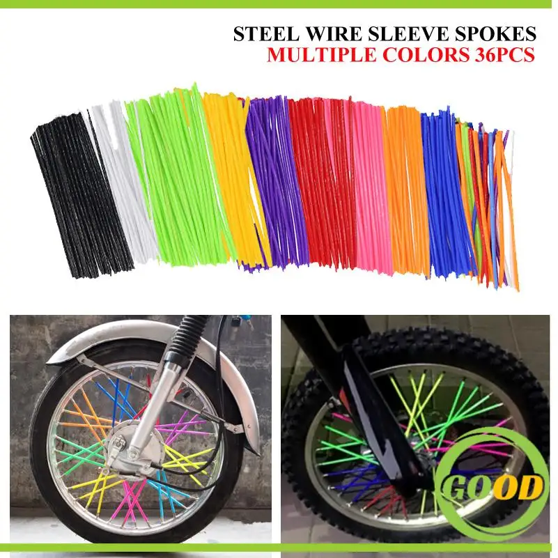 

New Motorcycle 36Pcs Wheel Rim Spoke Wrap Kit Skin Cover For Motocross Dirt Pit Bike Enduro