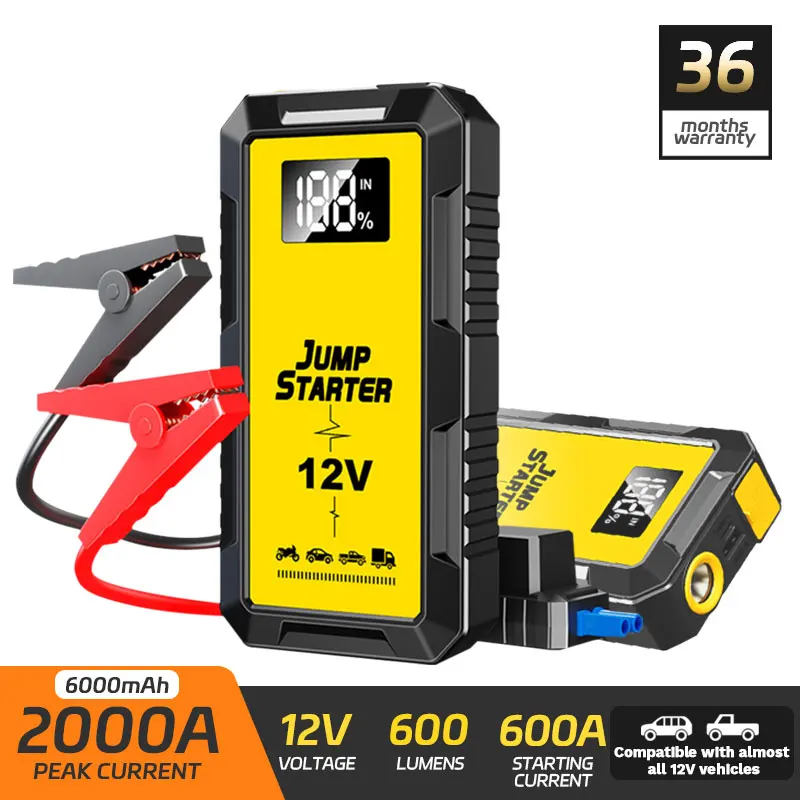 

Car Jump Starter Battery Power Bank 600A for Car Starter Portable Emergency Booster 12V Auto Starting Device Petrol Diesel