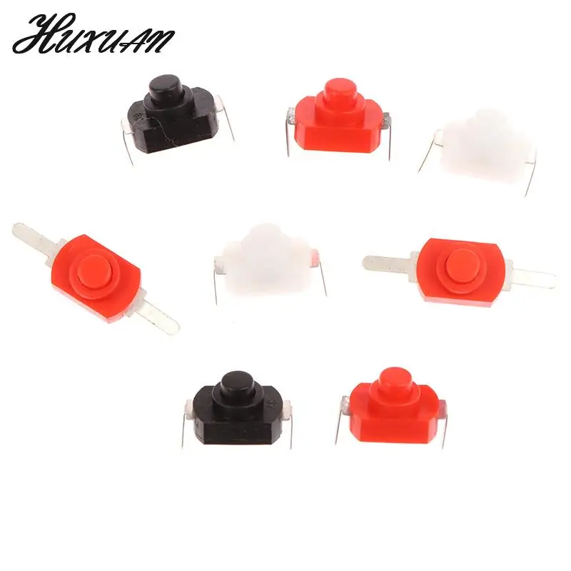 10pcs DC 1A 250V Black On Off Mini Push Button Switch for Electric Torch Black White Red