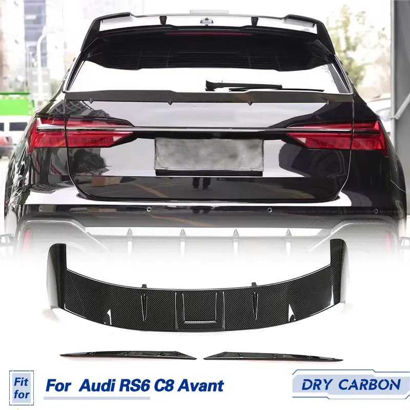 Car Rear Roof Spoiler Wings Prepreg Dry Carbon for Audi RS6 C8 Avant Wagon 4-Door 2019-2021 Rear Spoiler Window Roof Wings