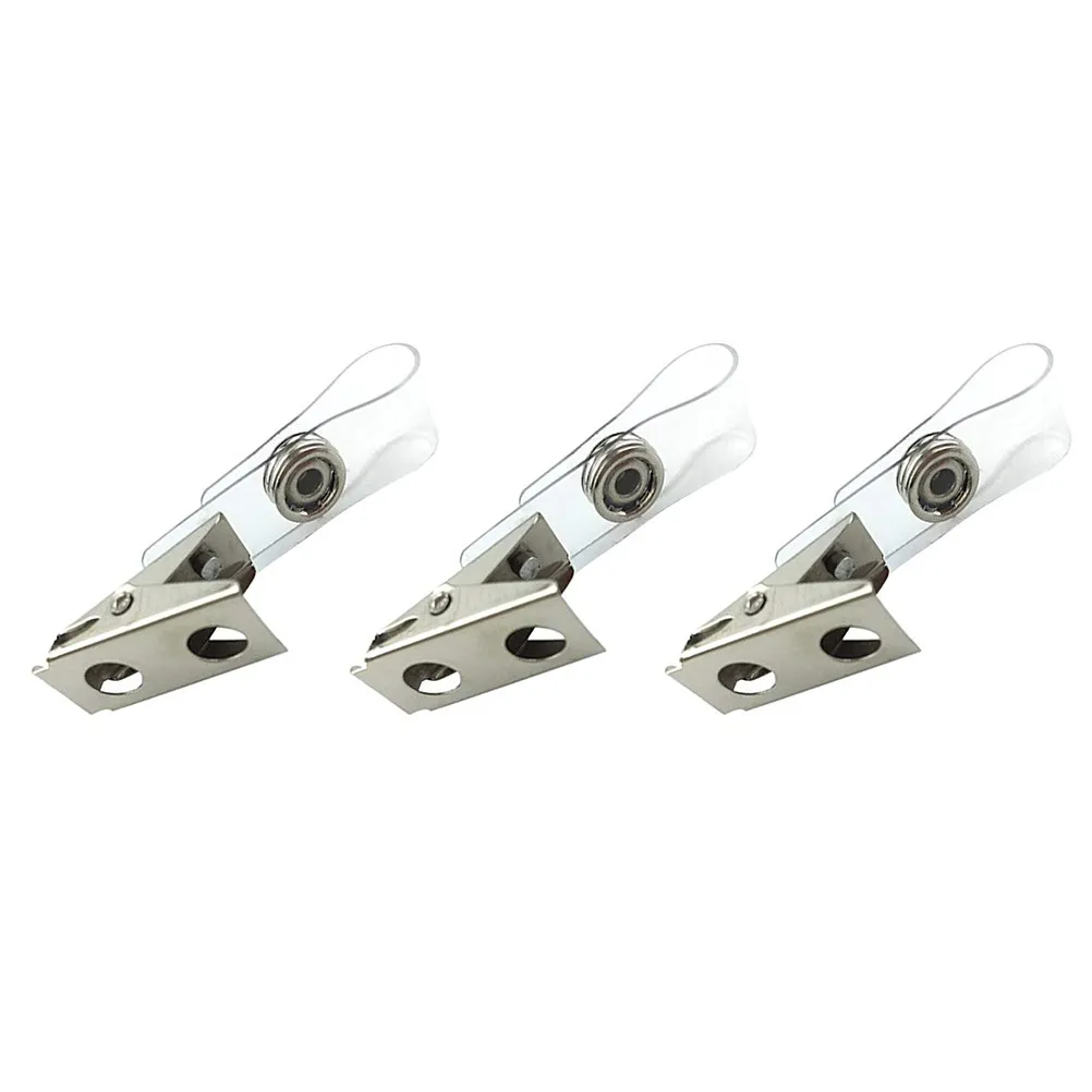 100Pcs Premium Metal Badge Clips Clear PVC Straps Card Holders Trade Show Seminars Badge Accessories