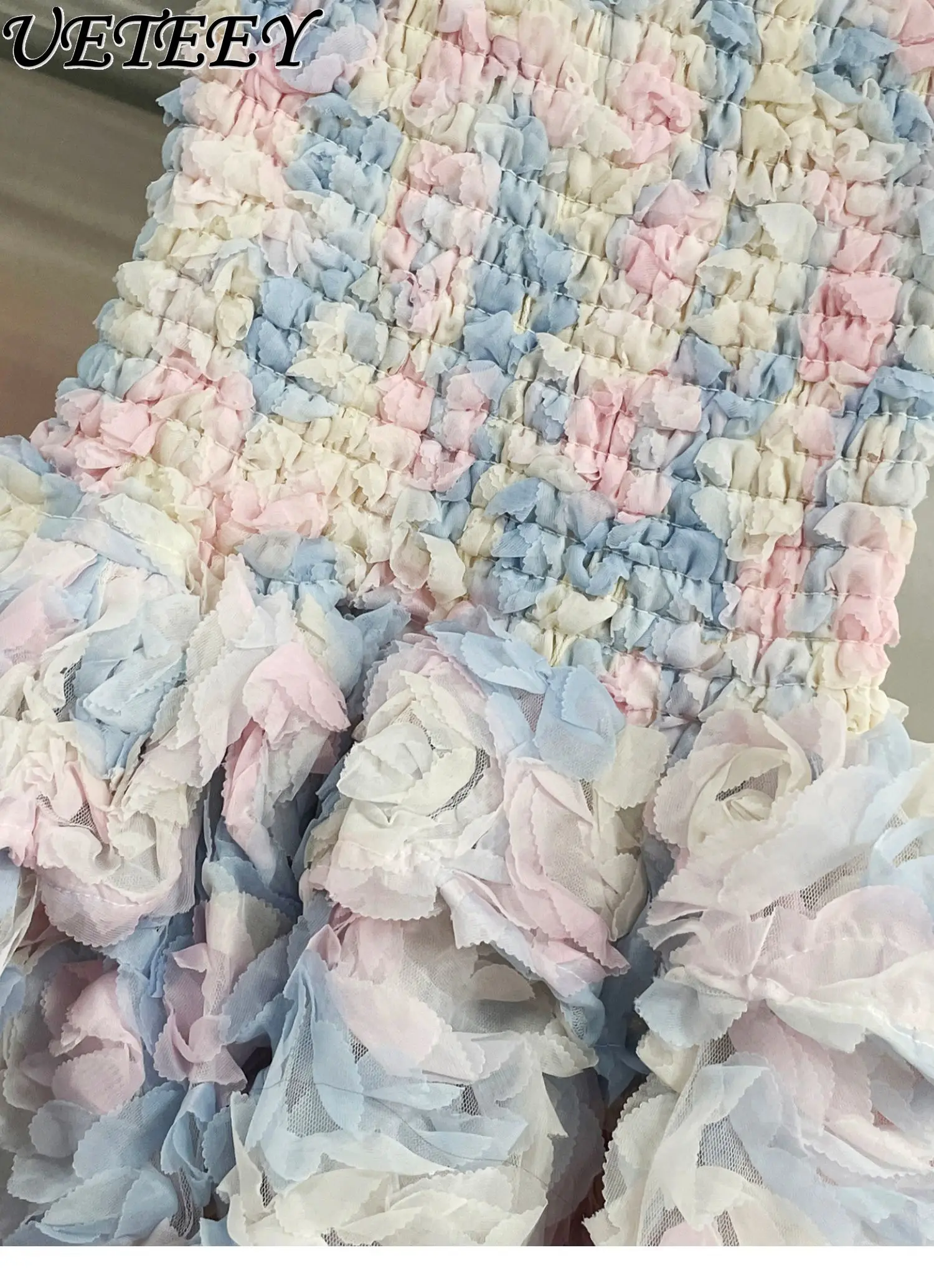 Fairy Sweet Princess 3D Flower Strapless Short Dress 2026 Spring Summer New Sexy Hot Girls High Waist Slim Fit Puffy Dress Party