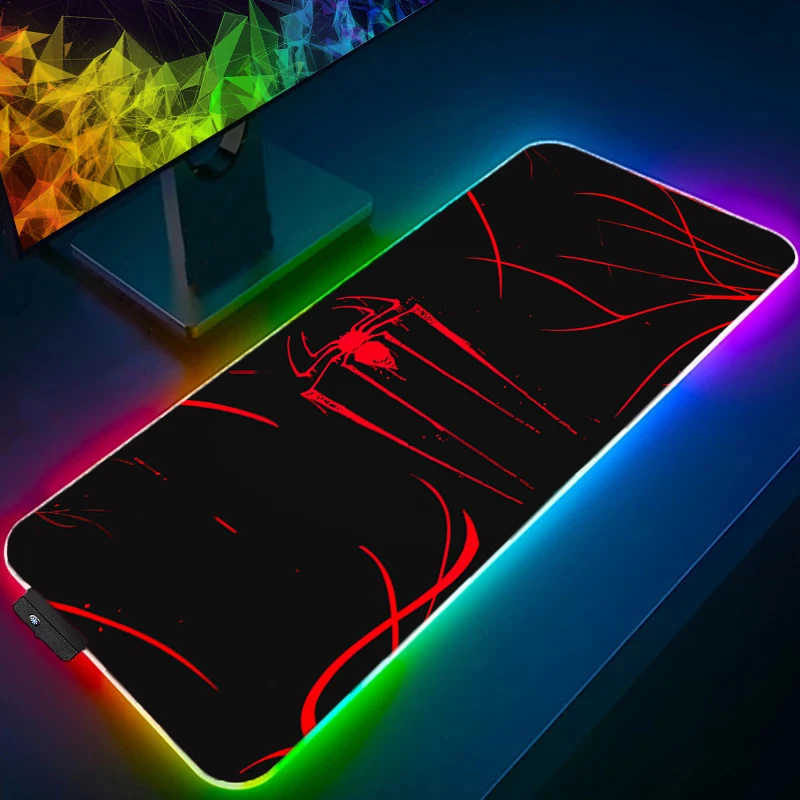 RGB الكمبيوتر Varmilo لوحة المفاتيح LED مكتب الكمبيوتر المحمول ماوس الوسادة الرجل العنكبوت الخلفية الألعاب الملحقات ألعاب السجاد مكتب حصيرة ماوس #5