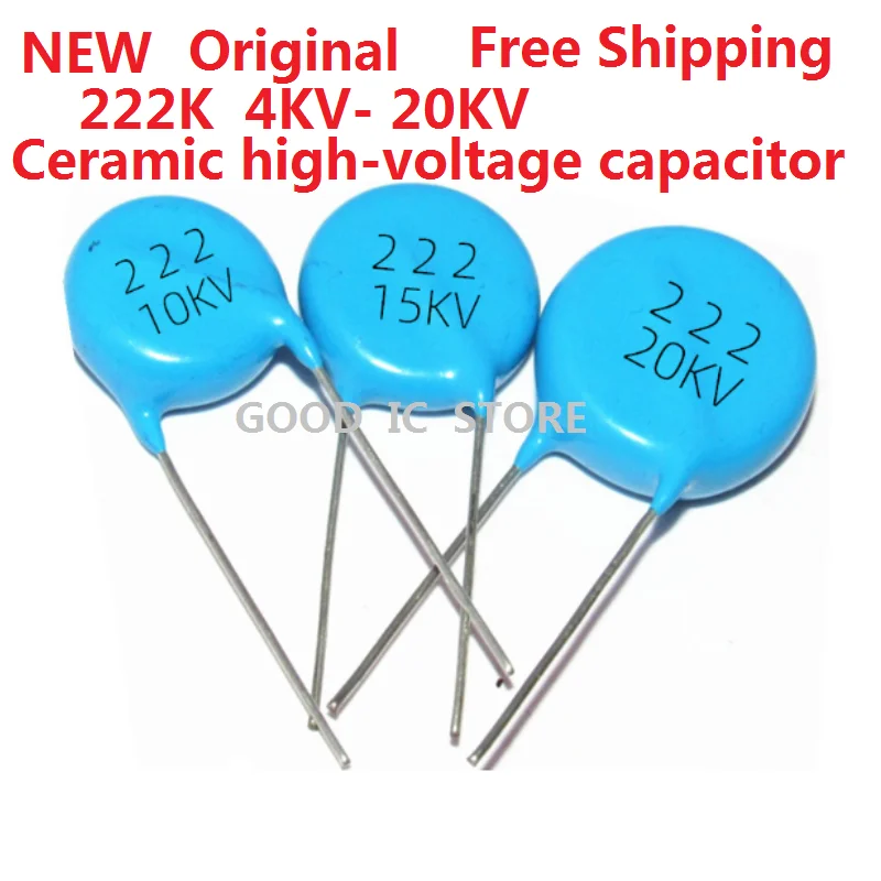 Capacitor azul de alta tensão, KV original novo, 2.2NF, 2200PF, 222, 20KV, 15KV, 10KV, 6KV, 4KV, 3KV, 2KV, 1KV