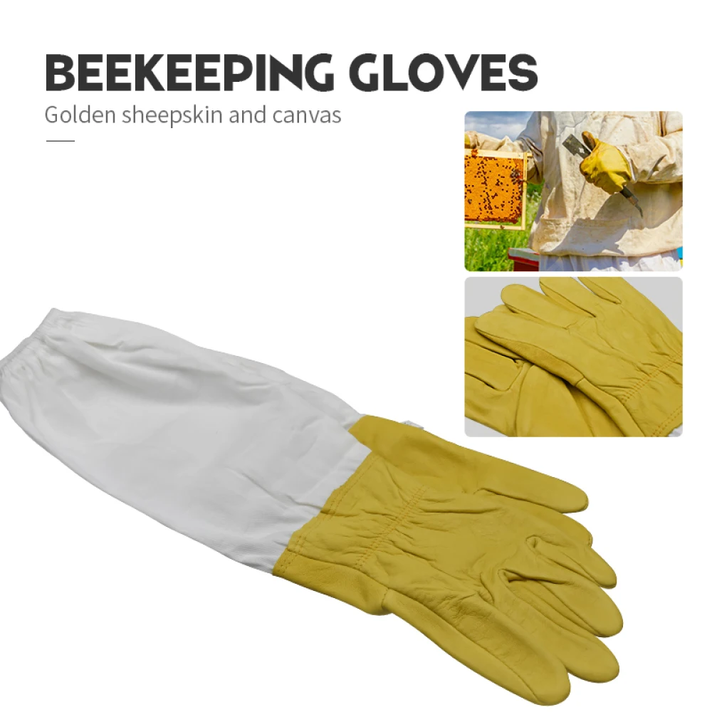 1 Pair M/L/XL/XXL Beekeeping Gloves Durable Vented Cotton Sleeves Anti-bee Professional Grade Beekeeping Gloves Beekeepers Tool