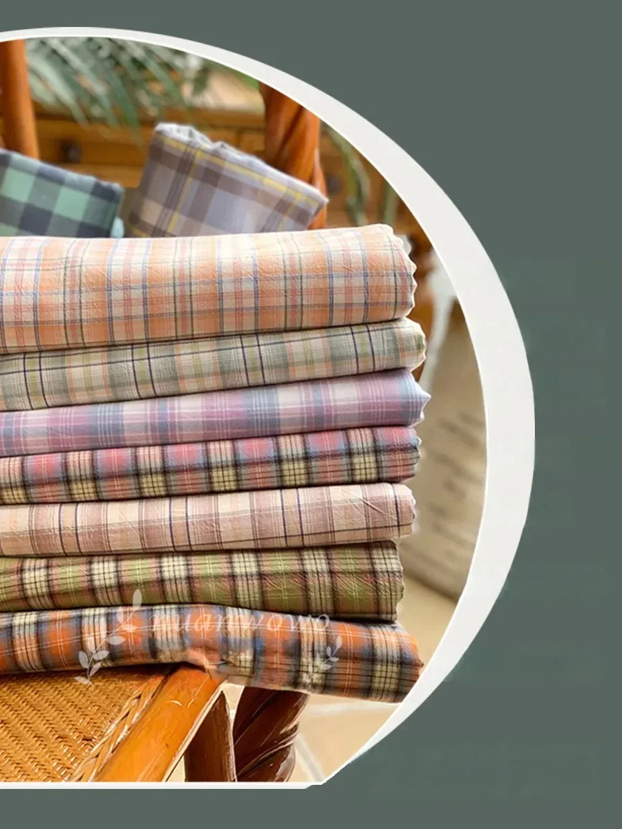 100% Cotton Plaid Fabric By The Meter for Quilt Covers Pillowcases Curtain Sewing Washable Breathable Comfortable Textile Cloth