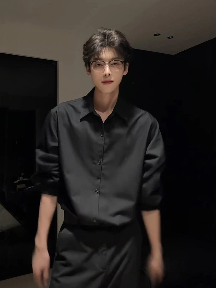 

Black Neapolitan Long Sleeve Shirt Men's Summer Sun Protection Slim Fit Shirt Sexy Handsome High End Feeling Outerwear