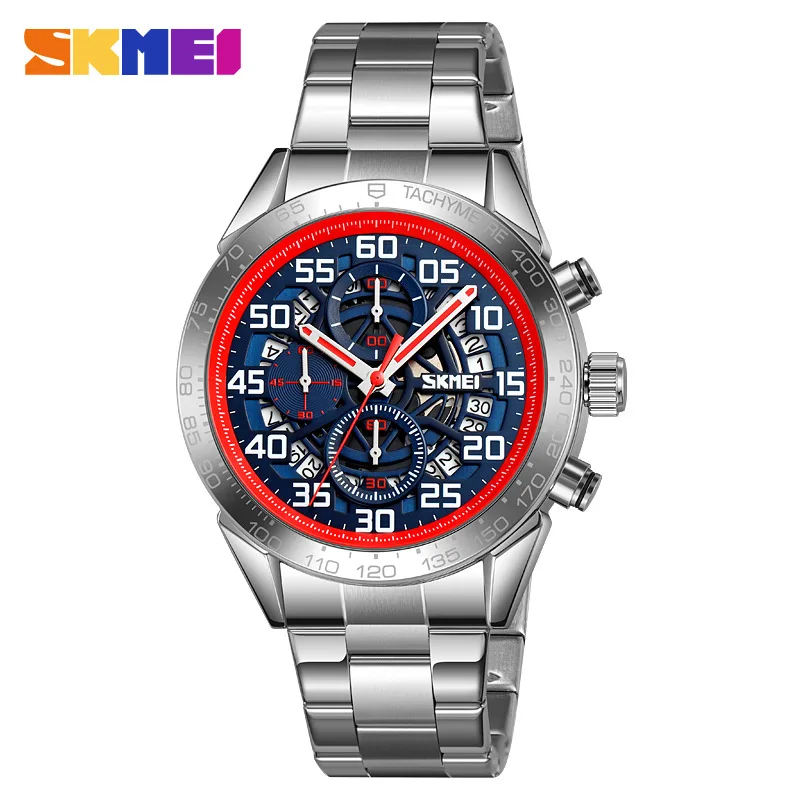 SkmeiThree عيون وستة إبر ساعة رجالية متعددة الوظائف كل مباراة الأعمال ساعة كوارتز رياضية عصرية