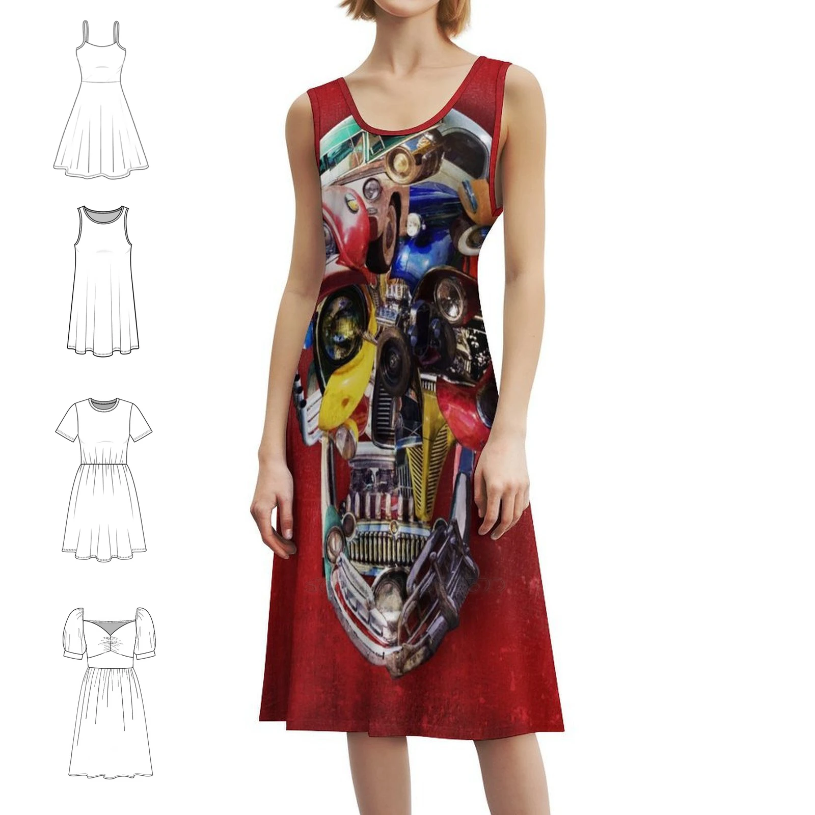 

Hot Rod Skull Сексуальное отпускное платье для женщин Пляжная вечеринка День рождения Мини-платье Hot Rod Skull Ali Gulec Ikiiki Horror Женская одежда