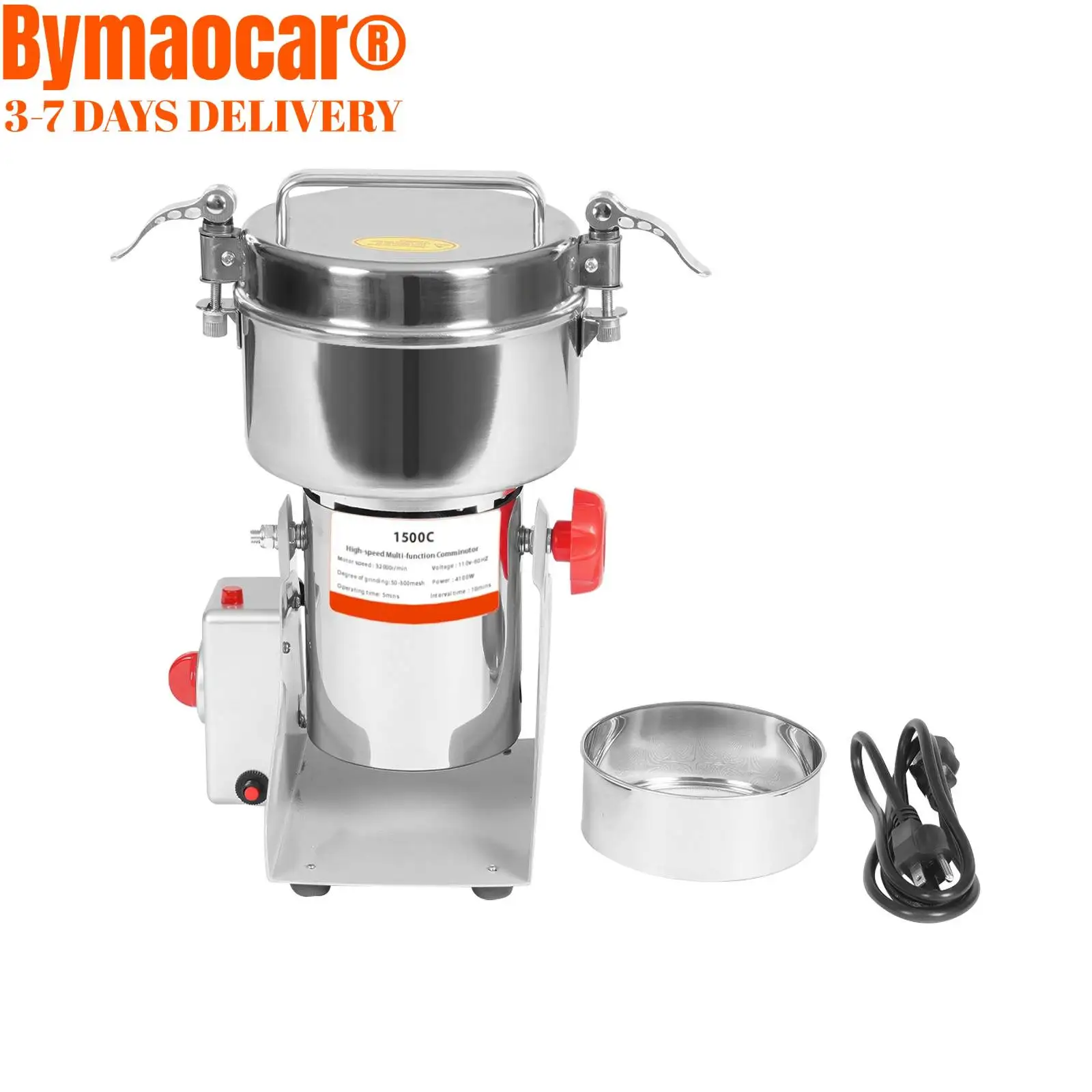 Mesin Penggiling Biji-bijian Listrik 1500g, Mesin Penggiling Rempah-rempah Komersial 4100W, 30000r/menit, Mesin Penggiling Jagung Kering Stainless Steel, Mesin Pembuat Bubuk Herbal