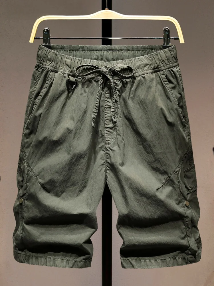 

Мужские повседневные шорты в американском ретро-стиле, цвета хаки, летние, тонкие, с боковыми карманами, свободные, универсальные, длиной до колена, для отдыха