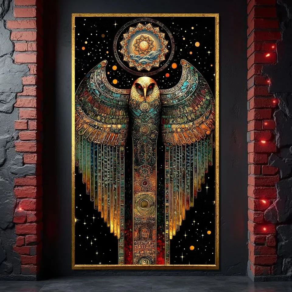 

5D DIY Full square Drill Diamond Painting Kit Mystic Egyptian Owl Totem Starry Sky Mosaic Cross-Stitch Wall Art Home Decor Gift