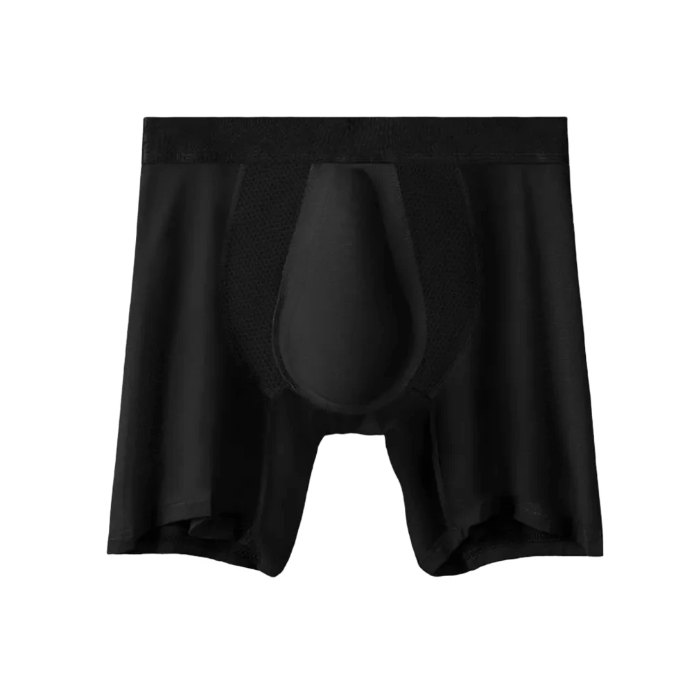 Men\'s Breathable Trunks Black Bulge Pouch Boxers Anti-Chafing Leggings Comfortable Underwear Elastic Waist Trunks