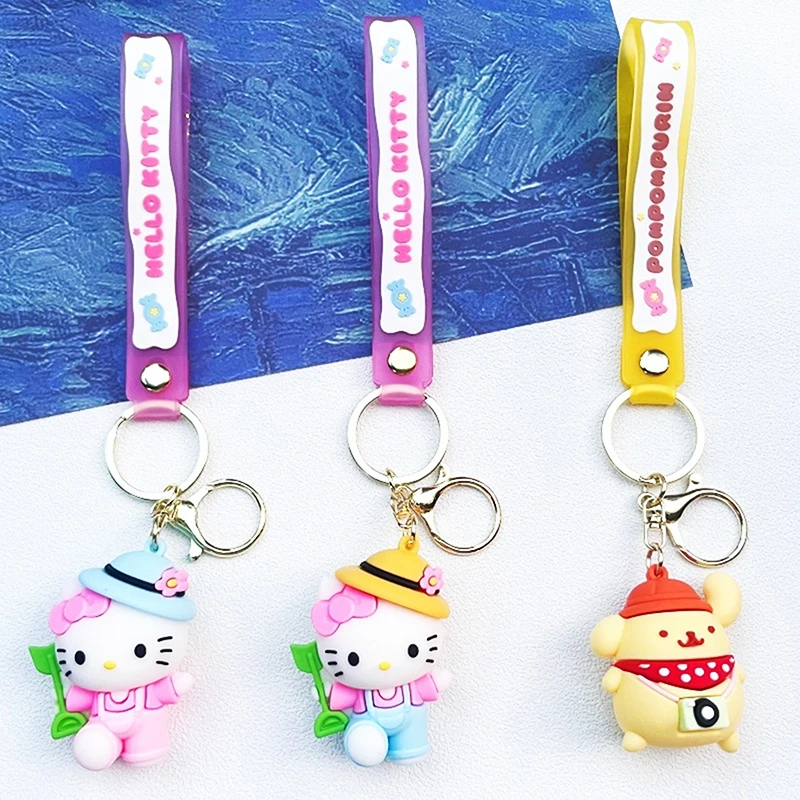 Cartoon Sanrio Doll Keychain Cute KT Cat Couple Bag Car Keychain Pendant Doll Machine