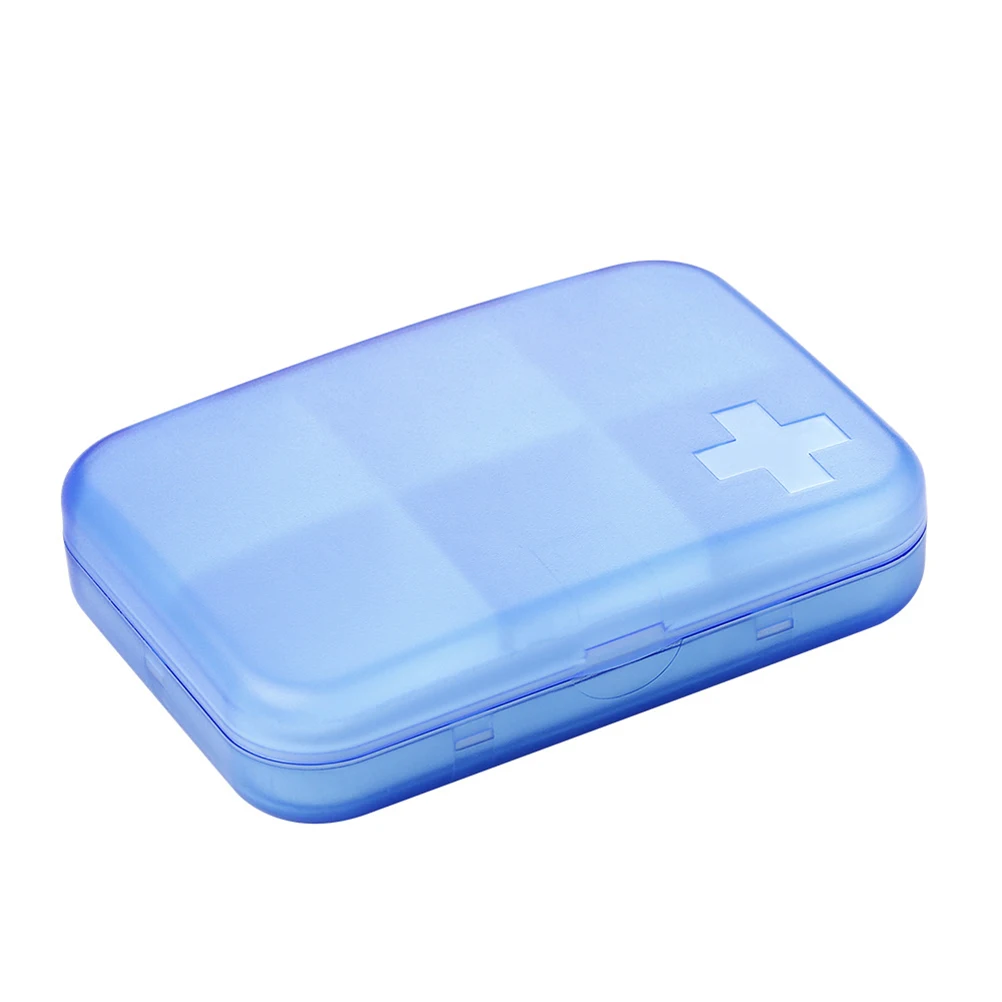 

6 Grids Pill Box Travel Medicine Kit Containers Mini Blue Case Waterproof Portable Senior Reminder Daily Pill