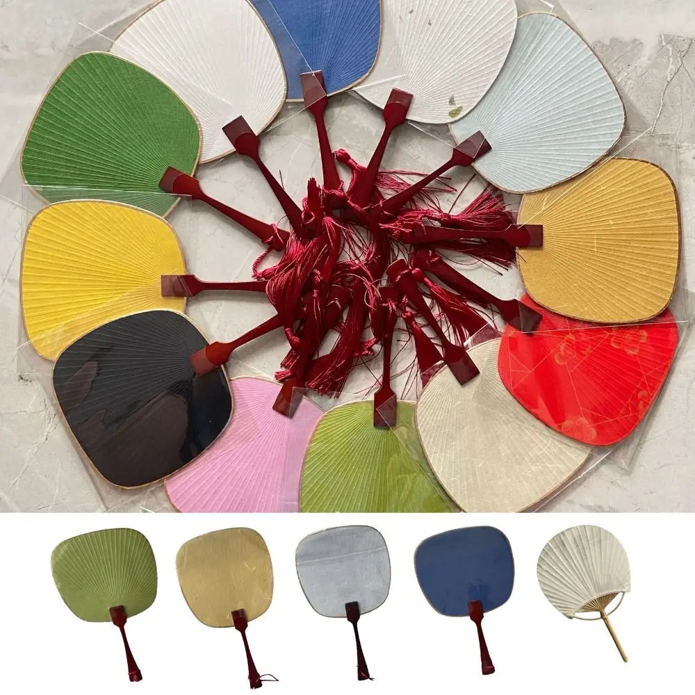 Home Decoration DIY Creation Paper Fans Round Blank Xuan Paper Rice Paper Fan Gift with Tassels Mini Hand Fan Calligraphy Supply