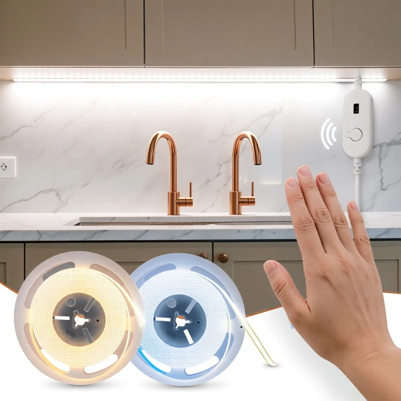 USB-powered COB flexible light strip, wave sensing + chasing light, cut-to-length, warm/cool white available — decorate bedheads