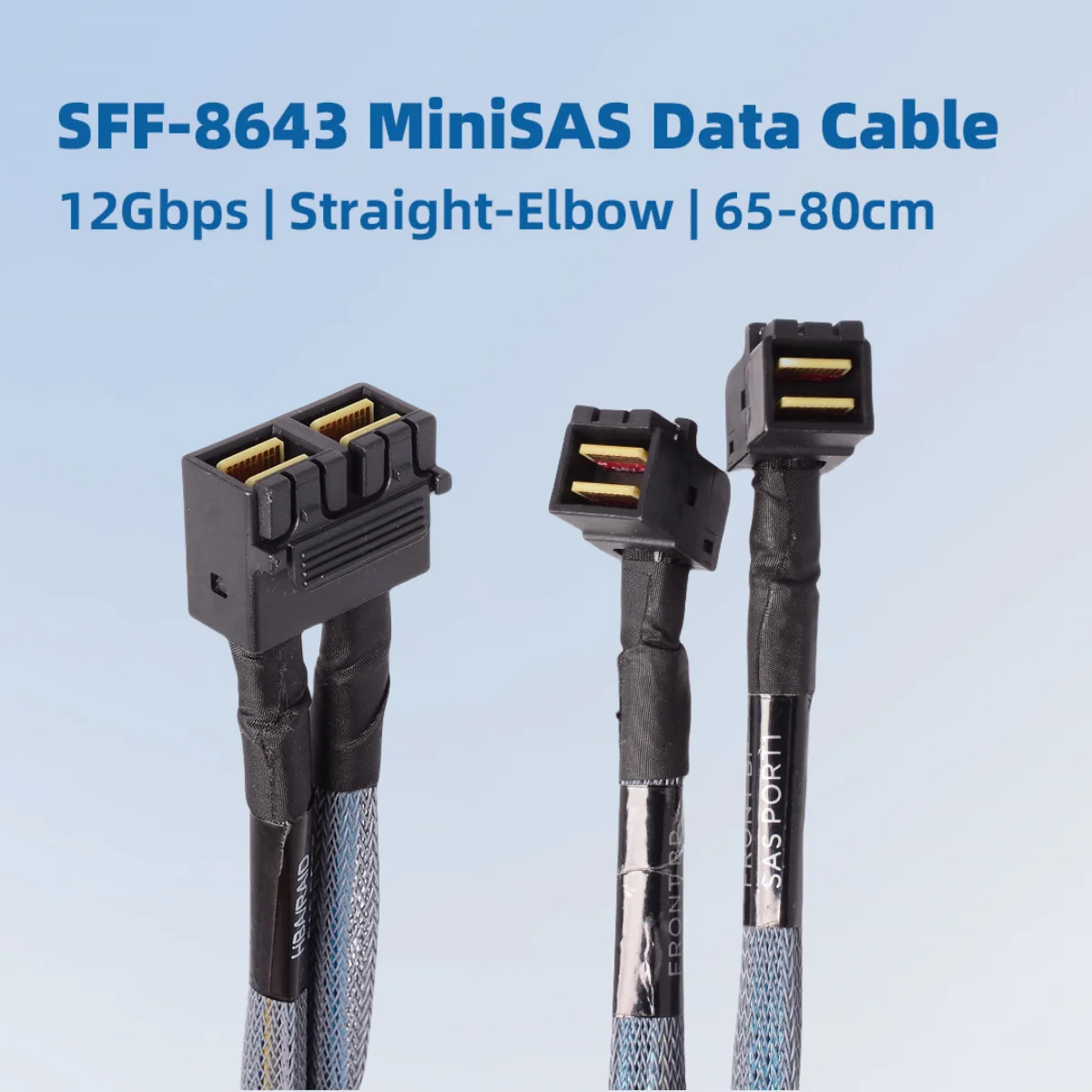 Straight to Bend SFF-8643 Mini SAS Double 8643 to 2*8643 HD SAS 12G 1/2 Data Cable Connected to Backplane Adapter for AI Server